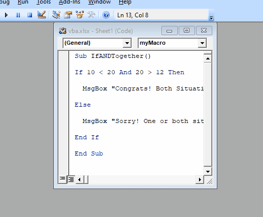 if and AND together in vba